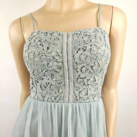 City Triangles Mini Dress Blue Lace And Tulle Size 7 - Picture 4 of 7